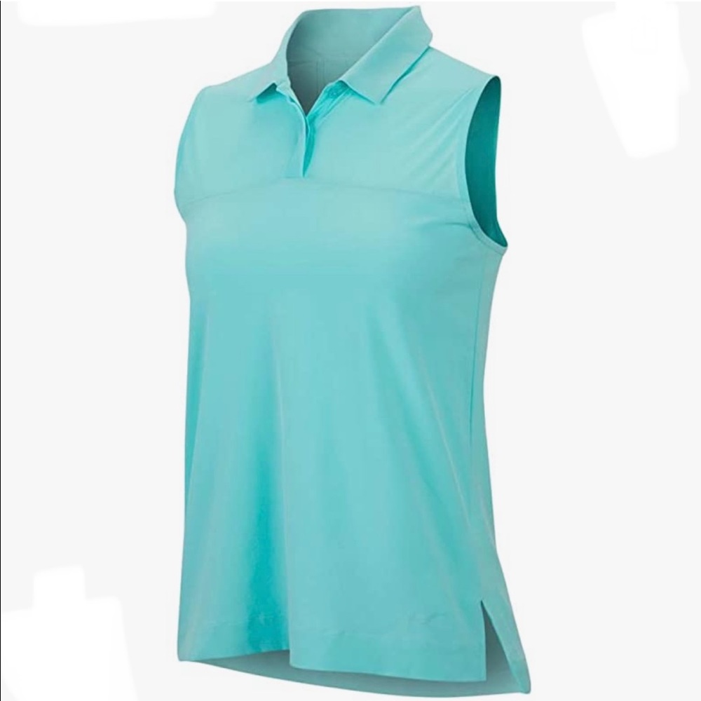 Nike Golf Sleeveless Polo Shirt Top Dri-Fit Aqua
